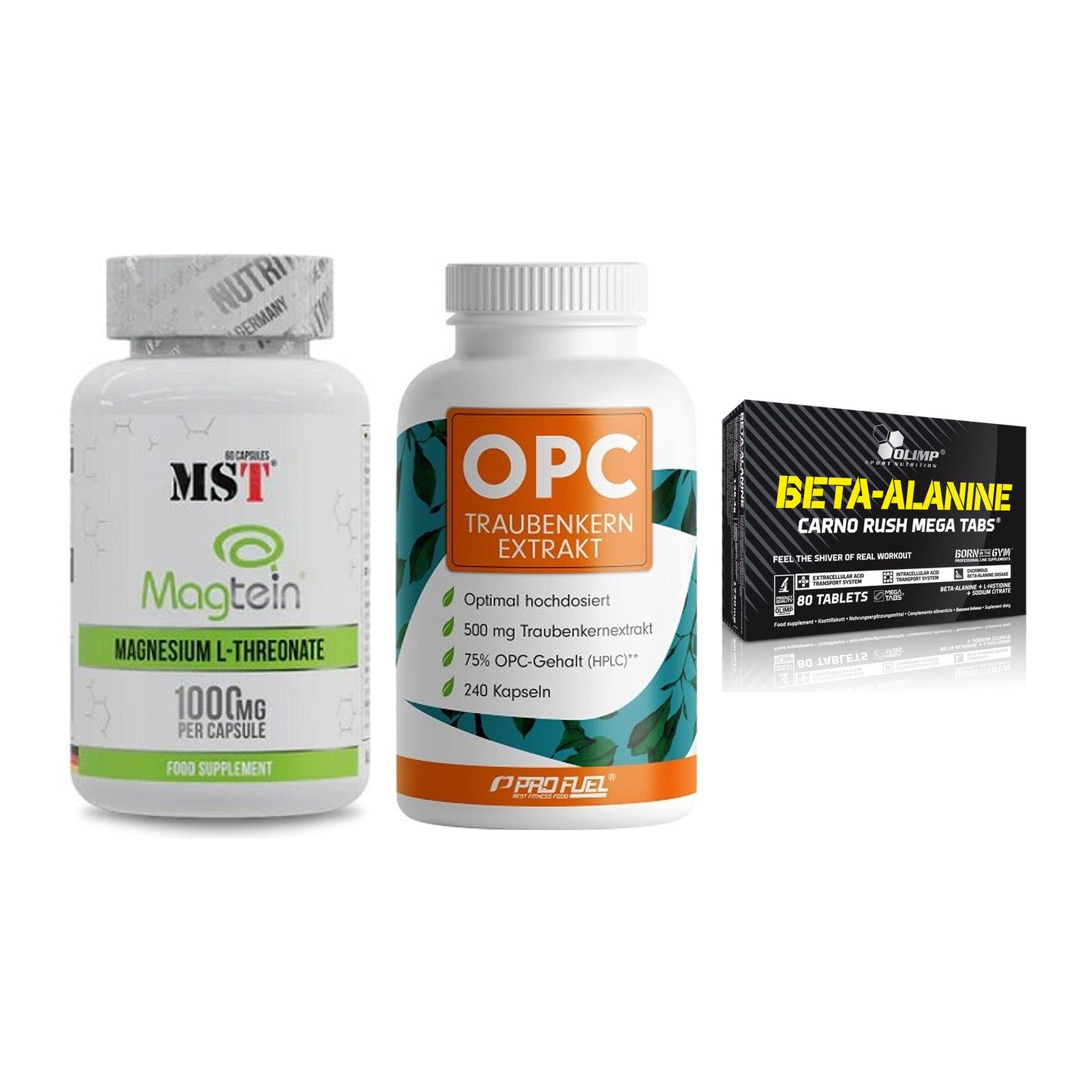 Ausdauer-Set: MST Magnesium + ProFuel OPC + Olimp Beta-Alani – alle enthaltenen Artikel