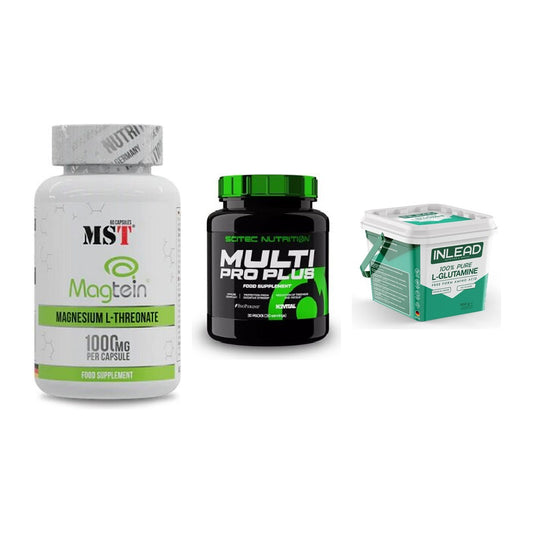 Ausdauer-Set: MST Magnesium + Scitec Multi Pro + INLEAD L-Glutami – alle enthaltenen Artikel