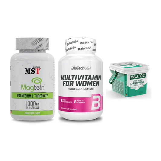 Ausdauer-Set: MST Magnesium + BioTech Multivit + INLEAD L-Glutami – alle enthaltenen Artikel
