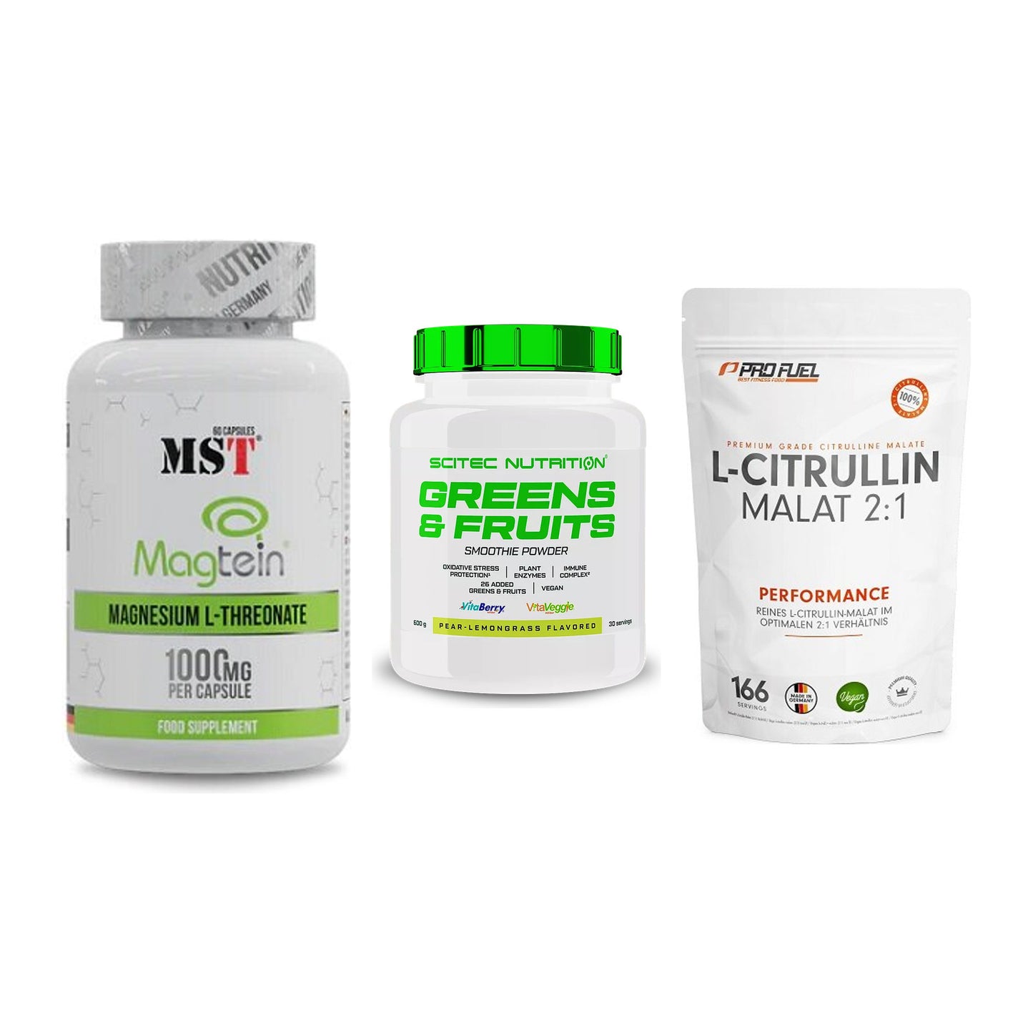 Ausdauer-Set: MST Magnesium + Scitec Greens + ProFuel L-Citrul – alle enthaltenen Artikel