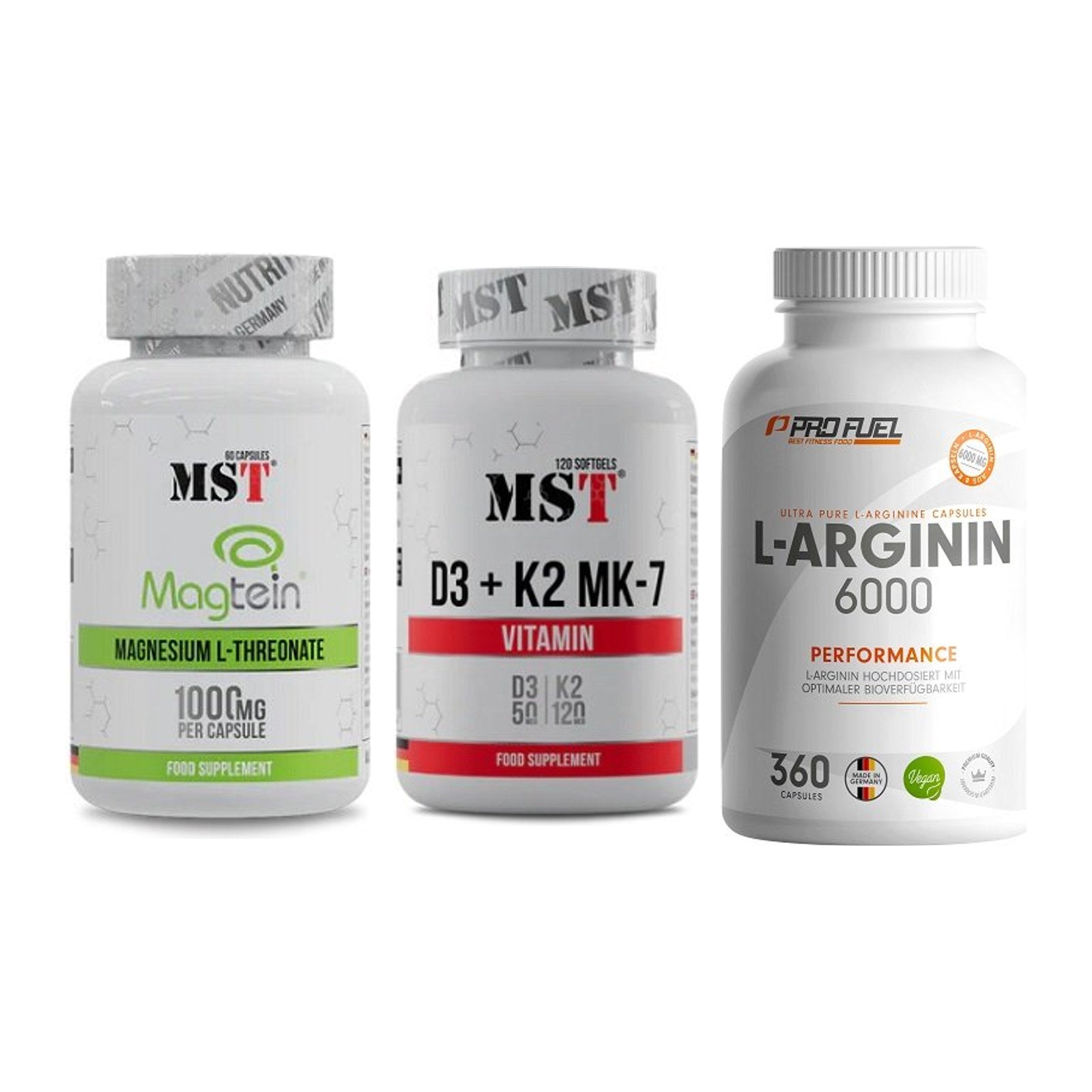 Ausdauer-Set: MST Magnesium + MST Vitamin D3 + ProFuel L-Argini – alle enthaltenen Artikel