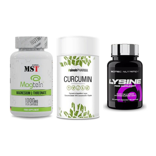 Ausdauer-Set: MST Magnesium + Sinob Curcumin + Scitec Lysine – alle enthaltenen Artikel
