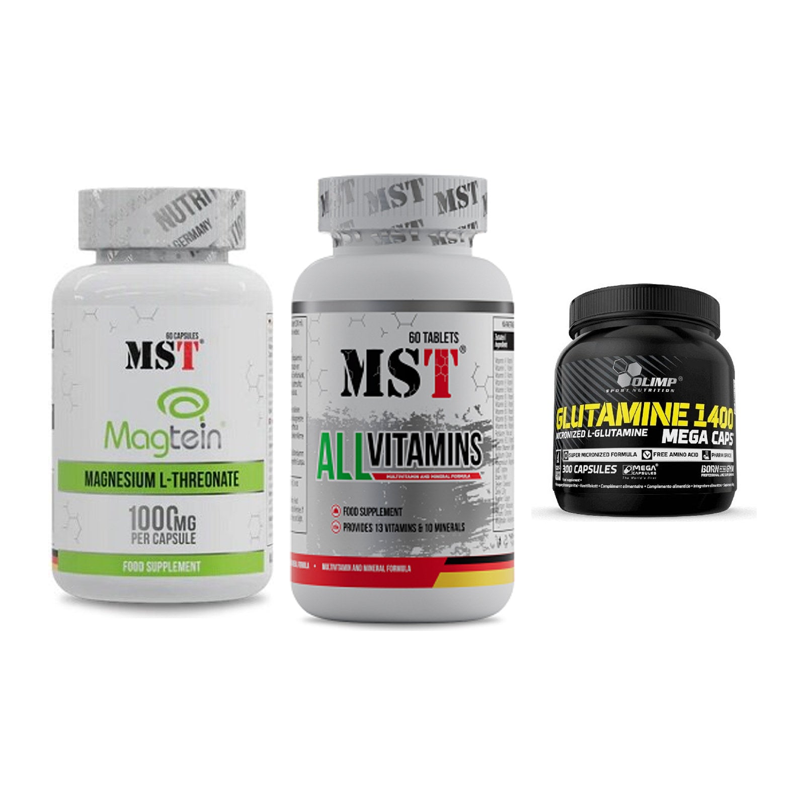 Ausdauer-Set: MST Magnesium + MST All Vitamins + Olimp L-Glutamin – alle enthaltenen Artikel