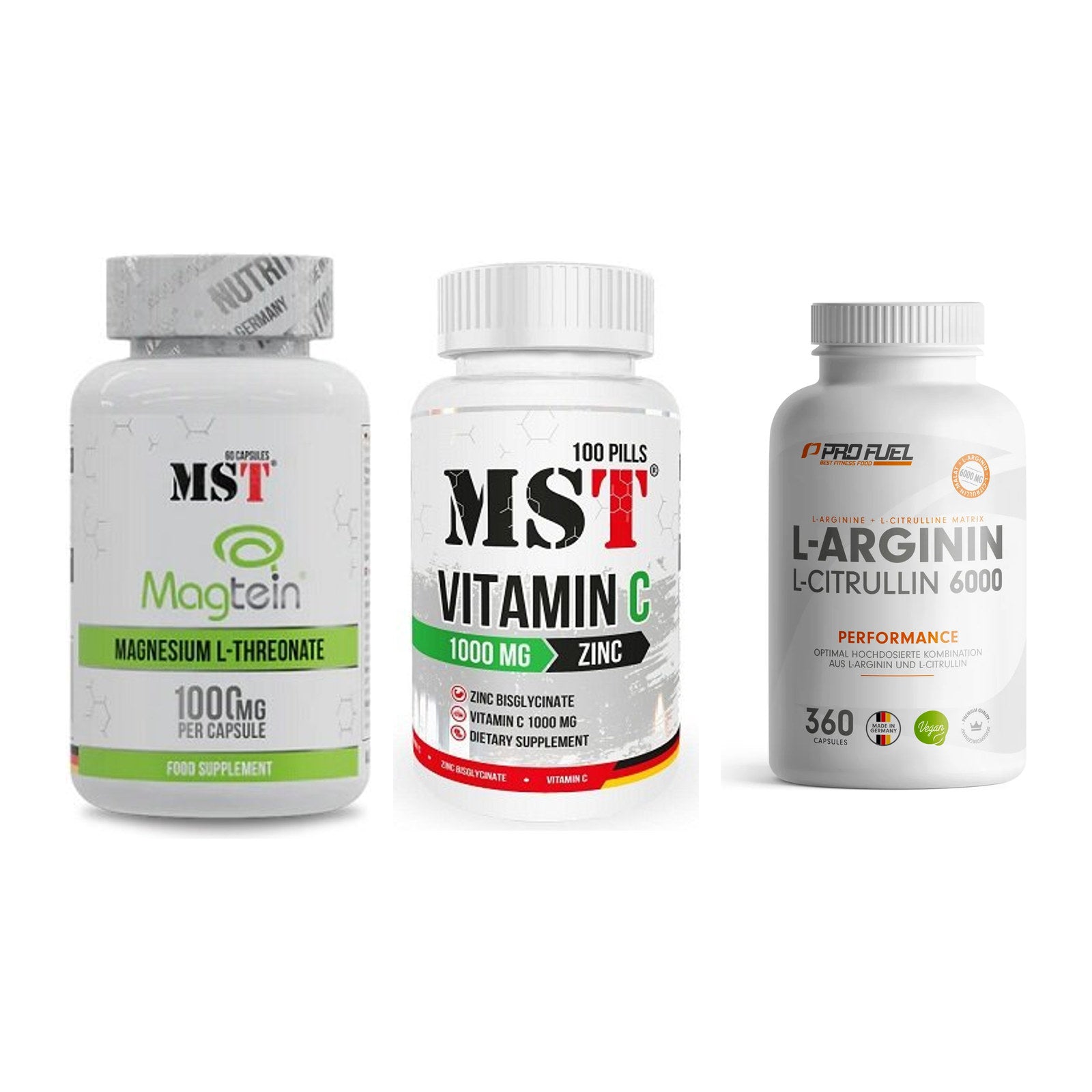 Ausdauer-Set: MST Magnesium + MST Vitamin C + ProFuel L-Argini – alle enthaltenen Artikel