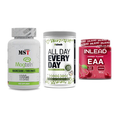 Ausdauer-Set: MST Magnesium + Sinob All Day + INLEAD EAA – alle enthaltenen Artikel
