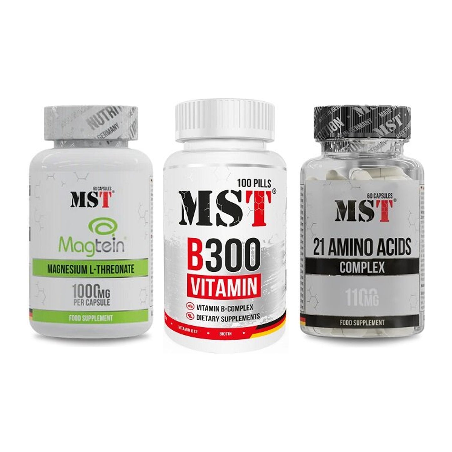 Ausdauer-Set: MST Magnesium + MST B300 B-Compl + MST 21 Amino – alle enthaltenen Artikel