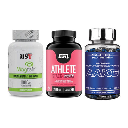 Ausdauer-Set: MST Magnesium + ESN Athlete + Scitec AAKG – alle enthaltenen Artikel
