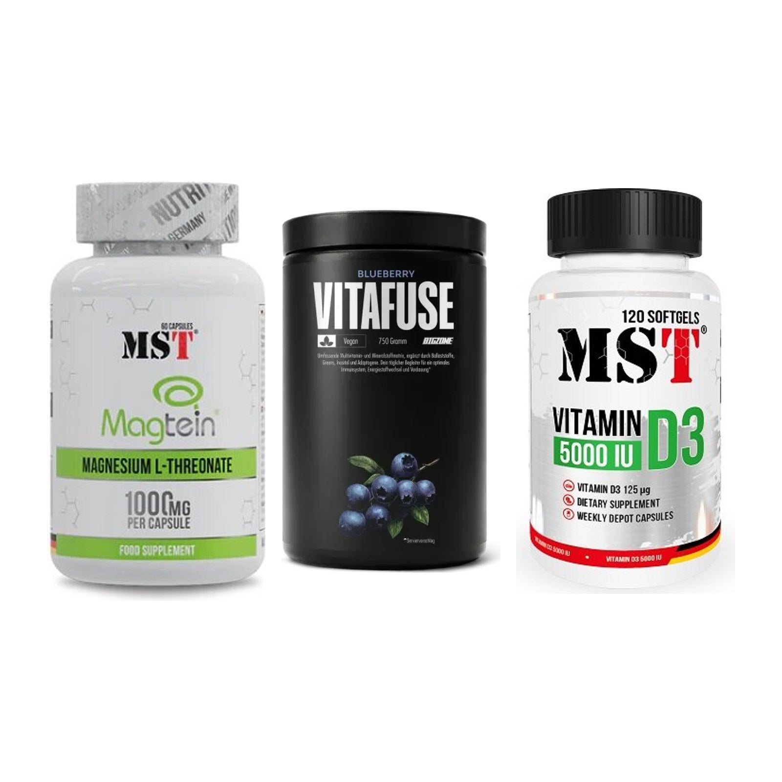 Ausdauer-Set: MST Magnesium + Big Zone Vitafus + MST Vitamin D3 – alle enthaltenen Artikel