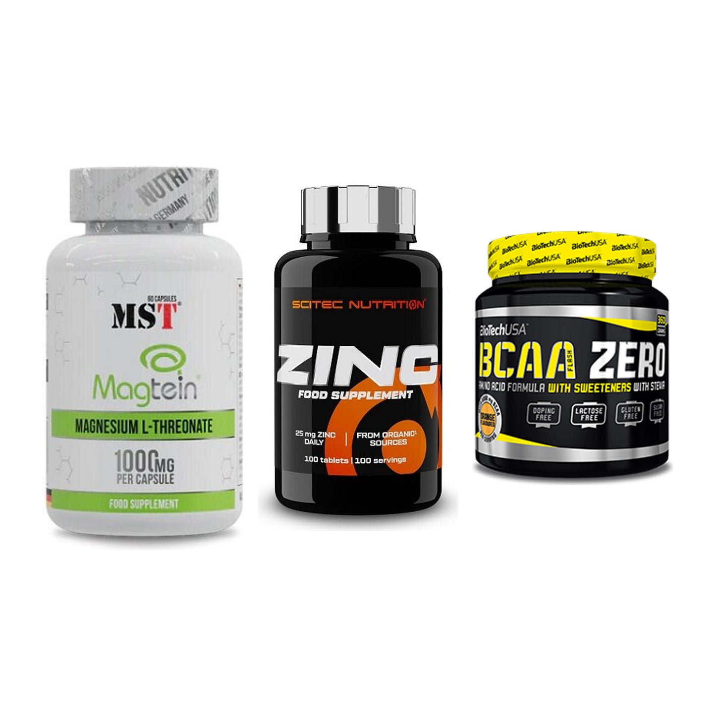 Ausdauer-Set: MST Magnesium + Scitec Zinc + BioTech BCAA – alle enthaltenen Artikel