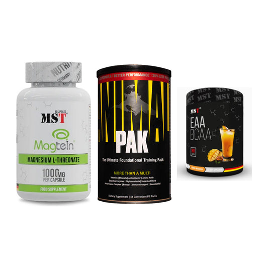 Ausdauer-Set: MST Magnesium + Universal Animal + MST EAA & BCAA – alle enthaltenen Artikel