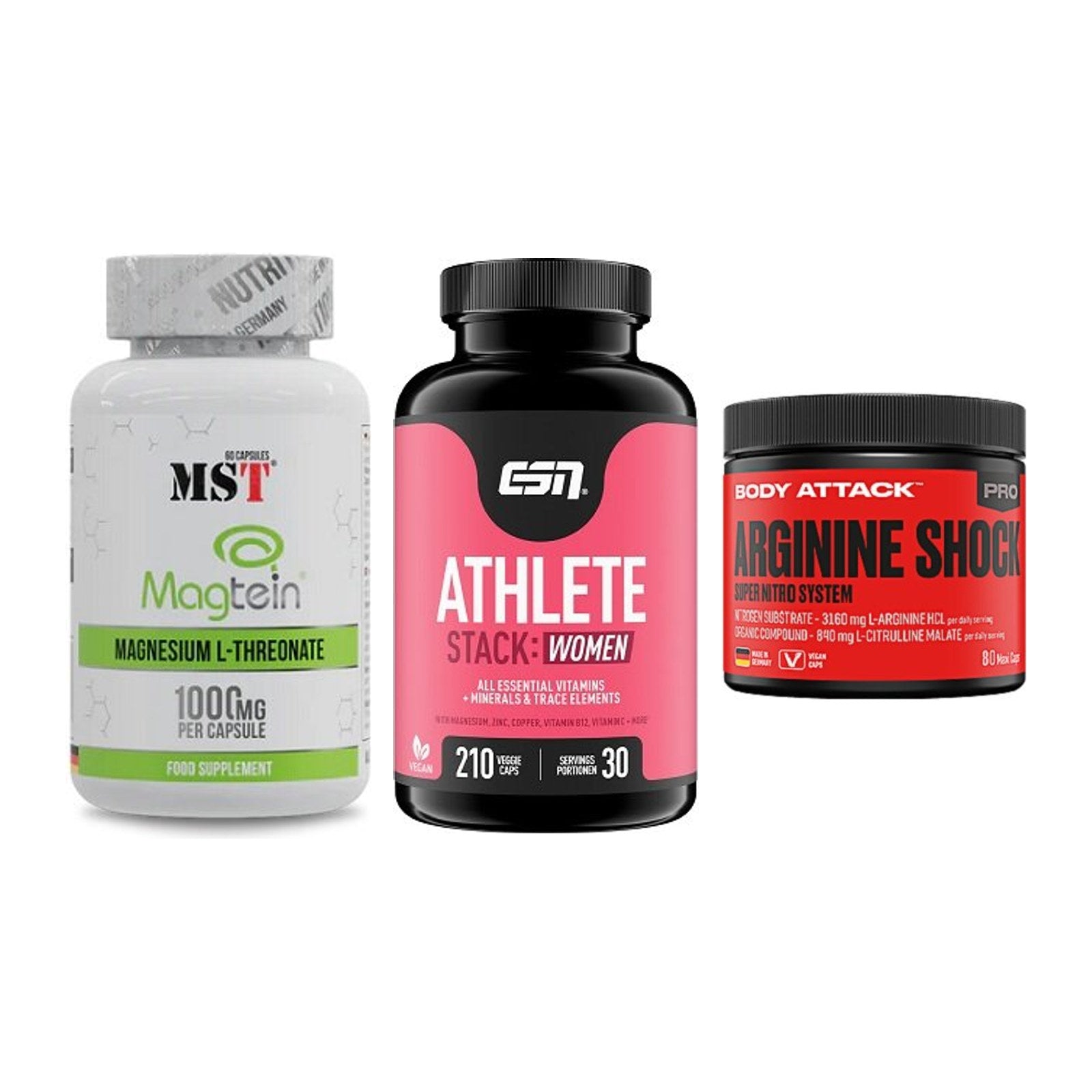 Ausdauer-Set: MST Magnesium + ESN Athlete + Body Attack – alle enthaltenen Artikel
