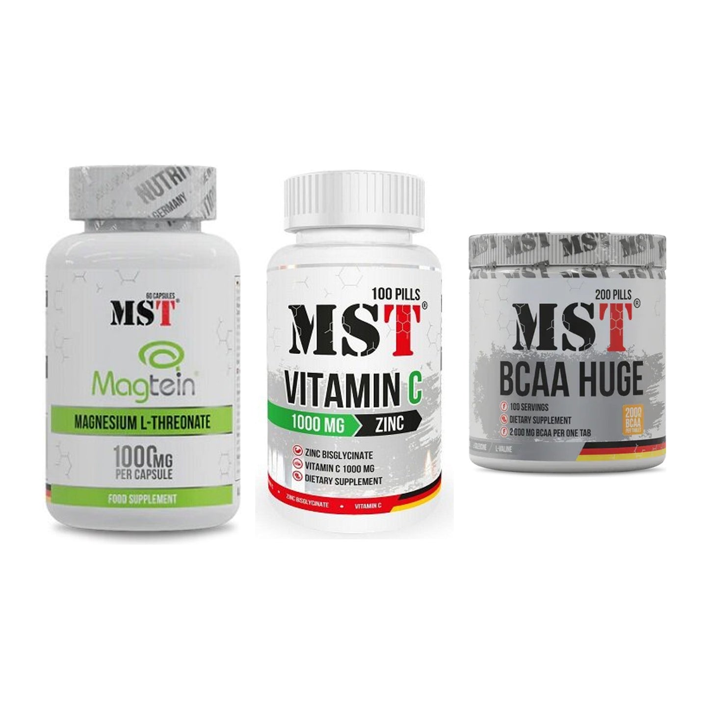 Ausdauer-Set: MST Magnesium + MST Vitamin C + MST BCAA Huge – alle enthaltenen Artikel