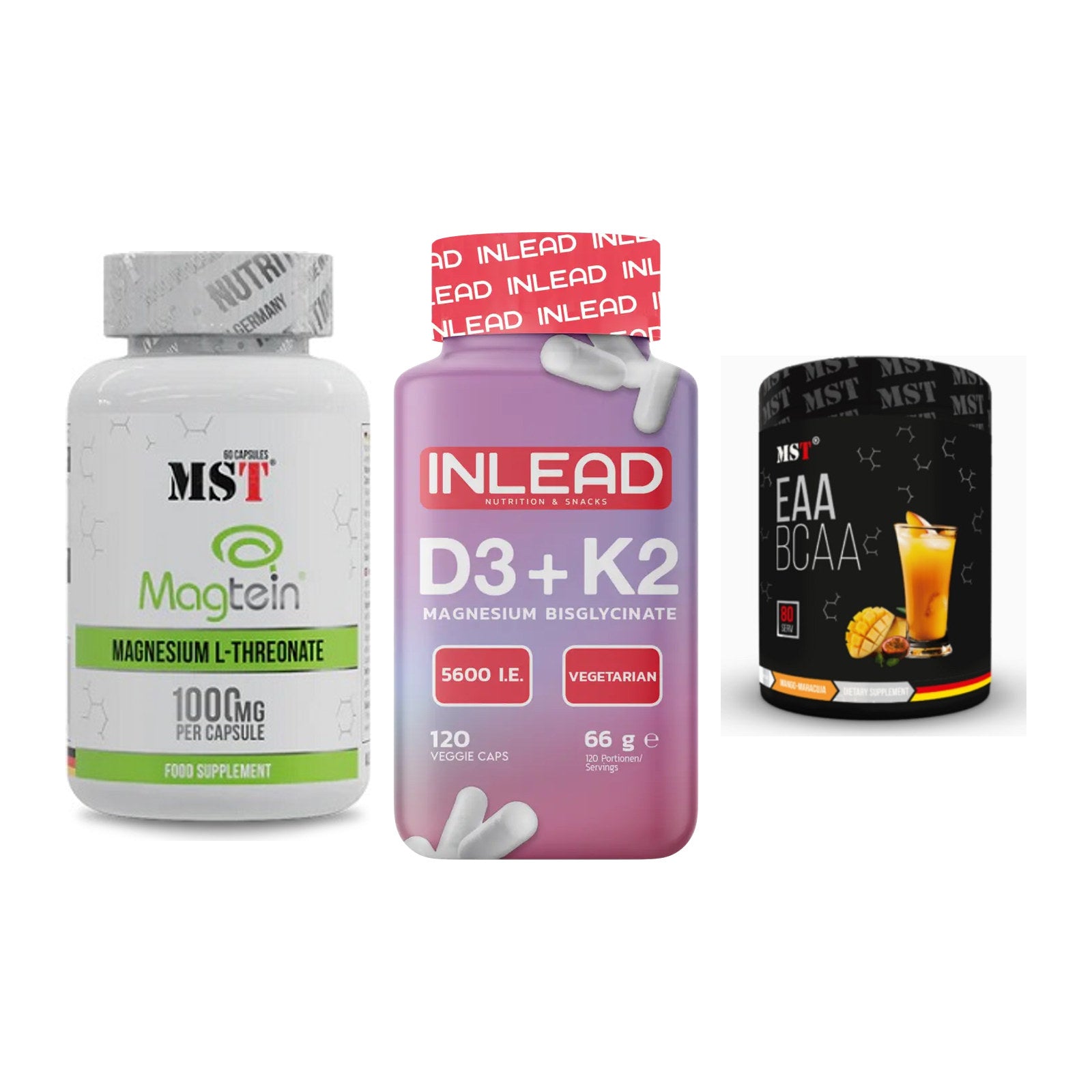 Ausdauer-Set: MST Magnesium + INLEAD Vitamin + MST EAA & BCAA – alle enthaltenen Artikel