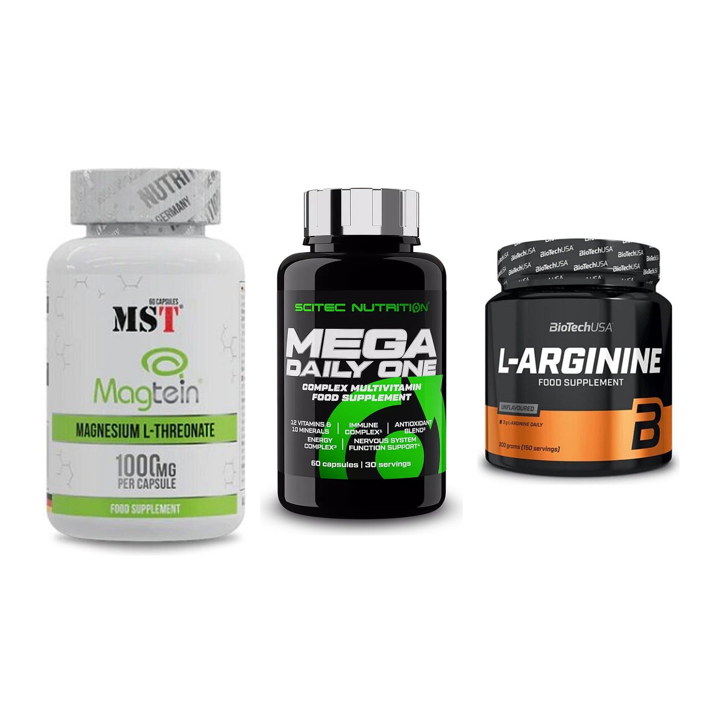 Ausdauer-Set: MST Magnesium + Scitec Mega + BioTech L-Argini – alle enthaltenen Artikel