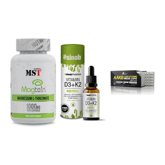 Ausdauer-Set: MST Magnesium + Sinob Vitamin D3 + Olimp AAKG – alle enthaltenen Artikel