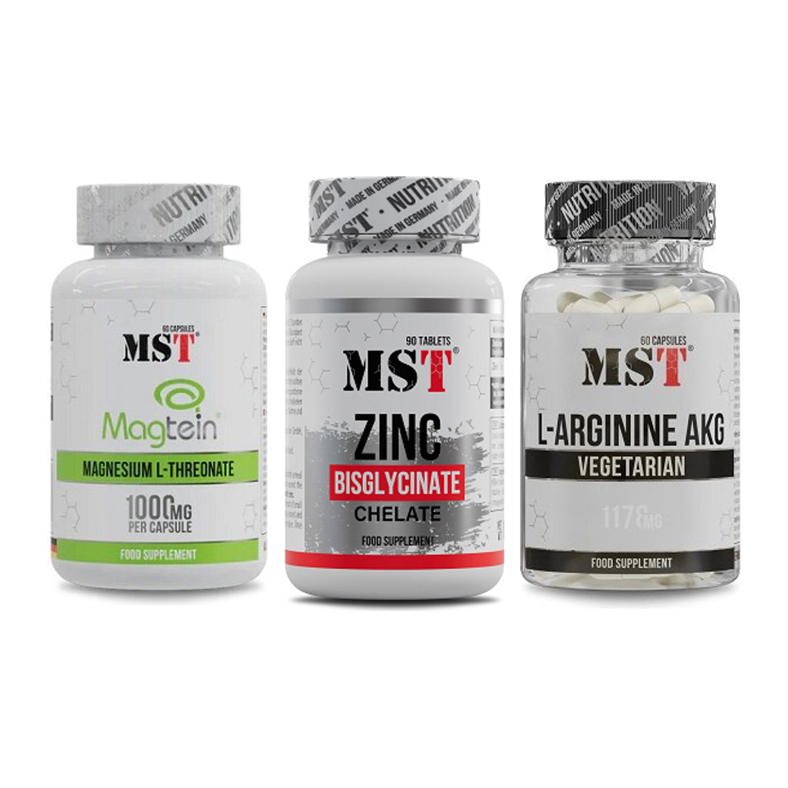 Ausdauer-Set: MST Magnesium + MST Zinc Chelate + MST Arginin AAKG – alle enthaltenen Artikel