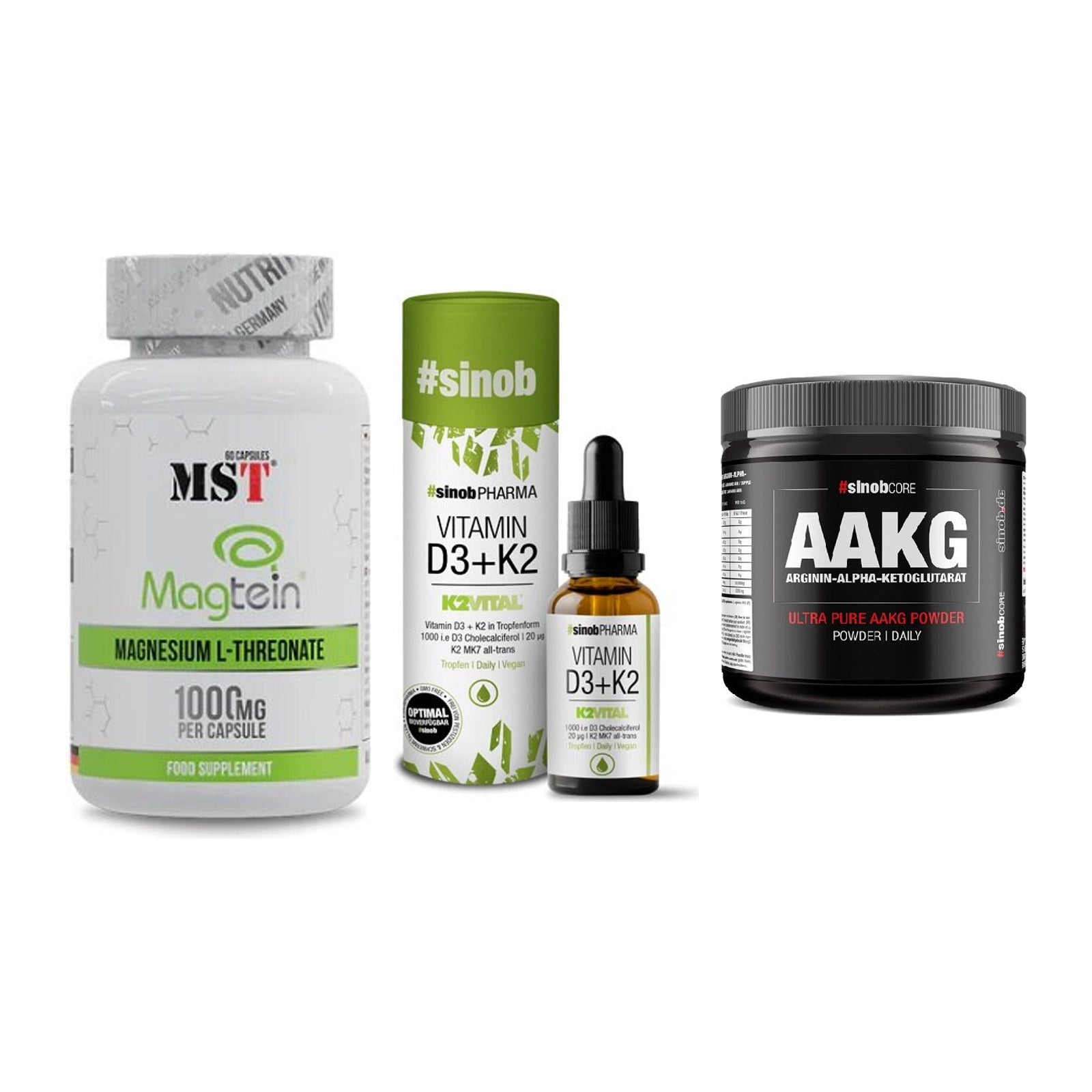 Ausdauer-Set: MST Magnesium + Sinob Vitamin D3 + Sinob Core – alle enthaltenen Artikel