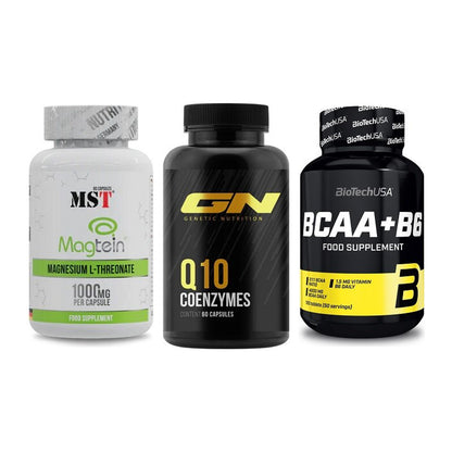 Ausdauer-Set: MST Magnesium + GN Q10 Health + BioTech BCAA+B6 – alle enthaltenen Artikel