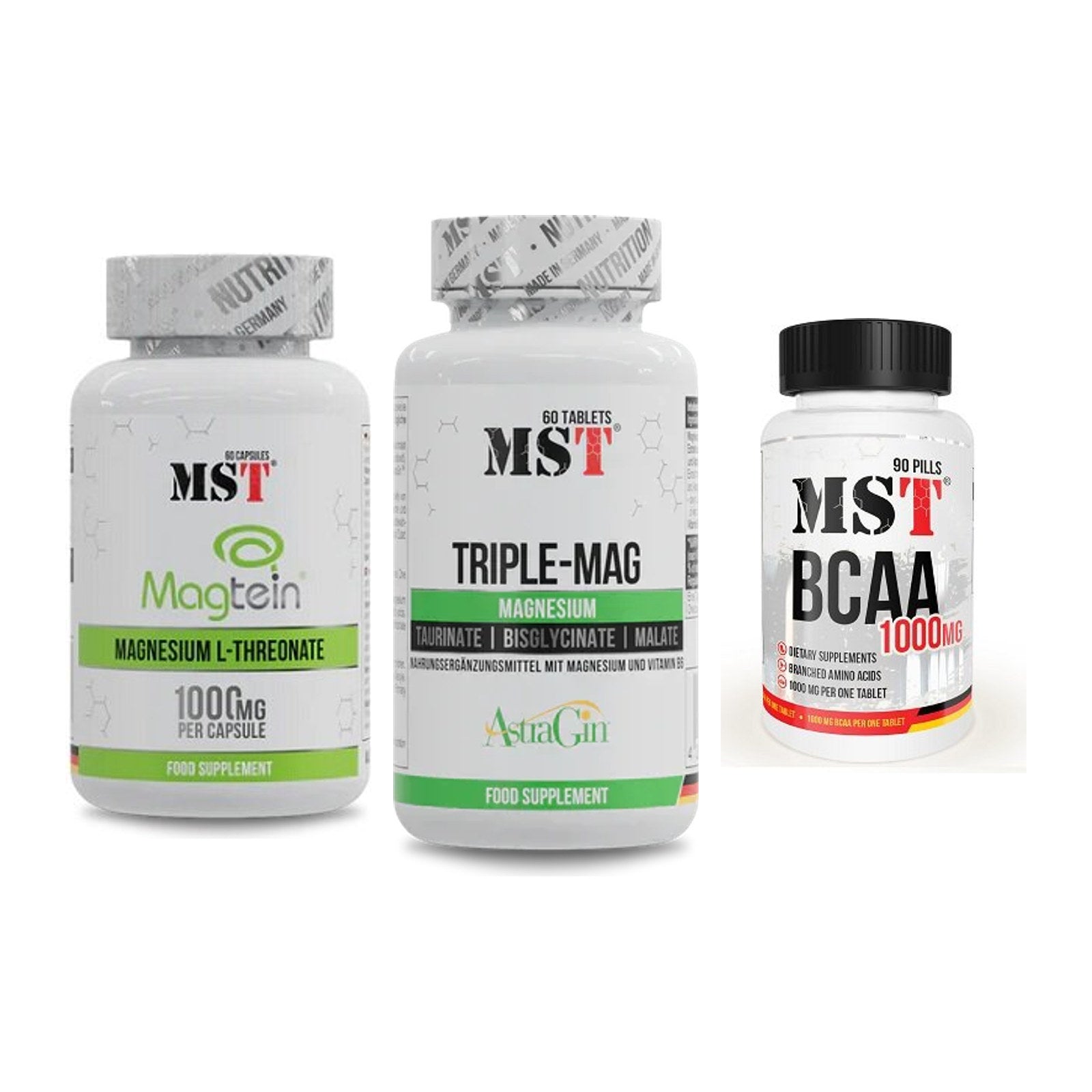 Ausdauer-Set: MST Magnesium + MST Tripple Mag + MST BCAA 1000 – alle enthaltenen Artikel