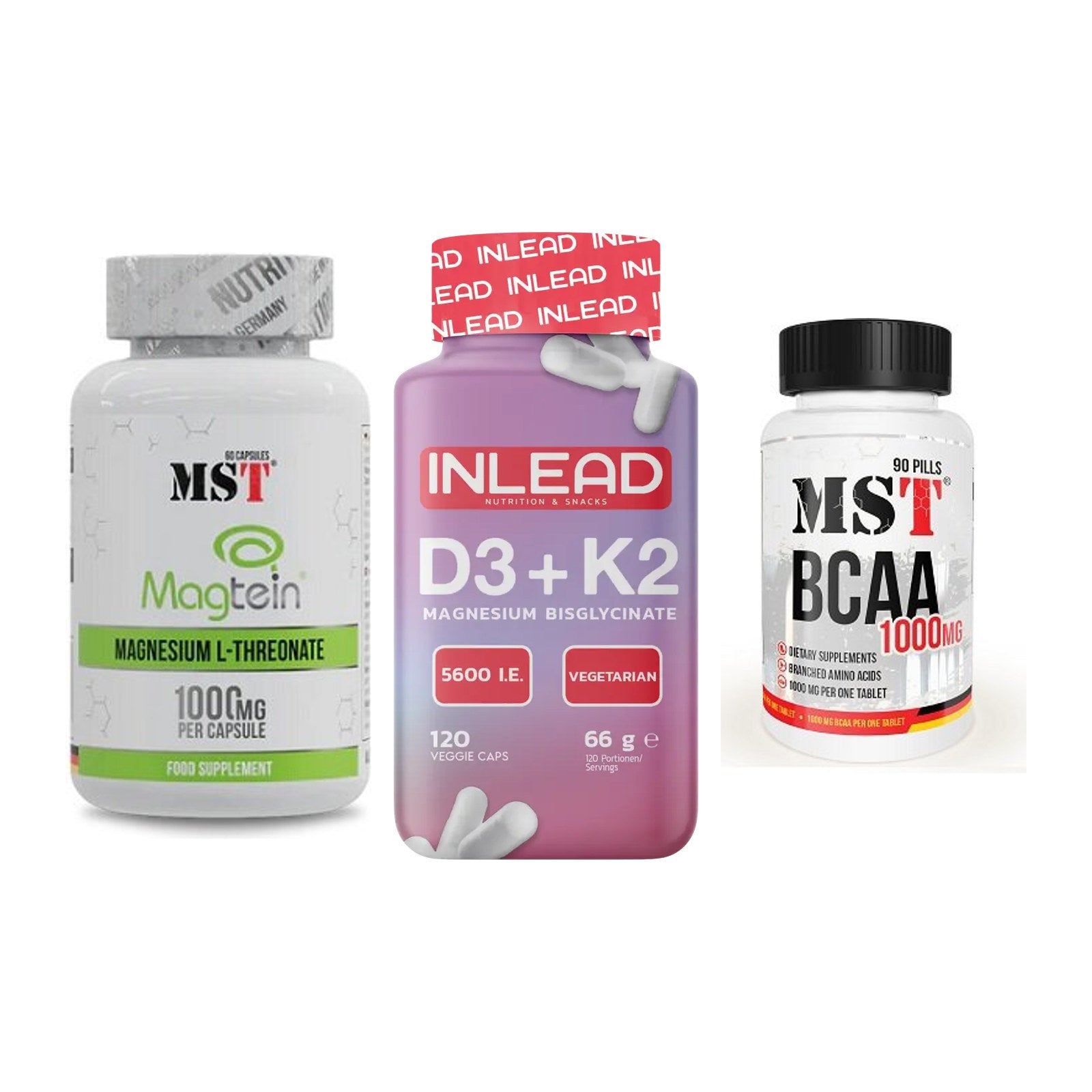 Ausdauer-Set: MST Magnesium + INLEAD Vitamin + MST BCAA 1000 – alle enthaltenen Artikel