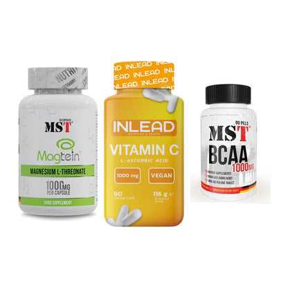 Ausdauer-Set: MST Magnesium + INLEAD Vitamin C + MST BCAA 1000 – alle enthaltenen Artikel