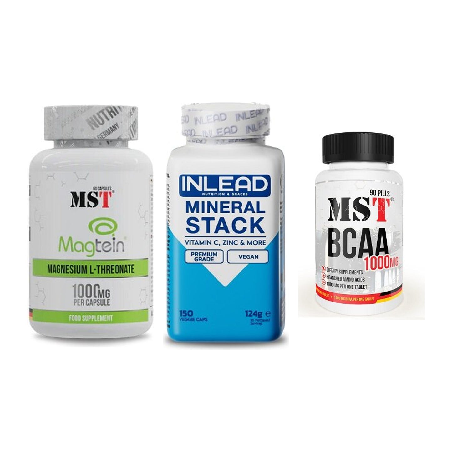 Ausdauer-Set: MST Magnesium + INLEAD Mineral + MST BCAA 1000 – alle enthaltenen Artikel
