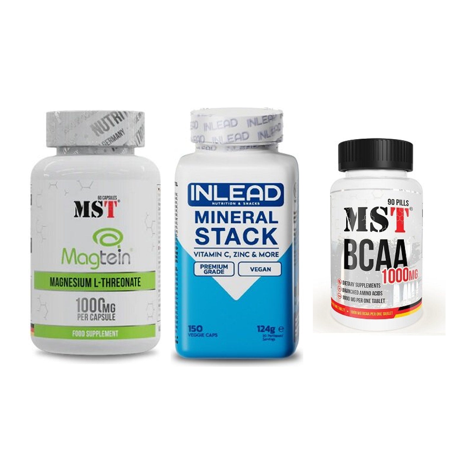Ausdauer-Set: MST Magnesium + INLEAD Mineral + MST BCAA 1000 – alle enthaltenen Artikel