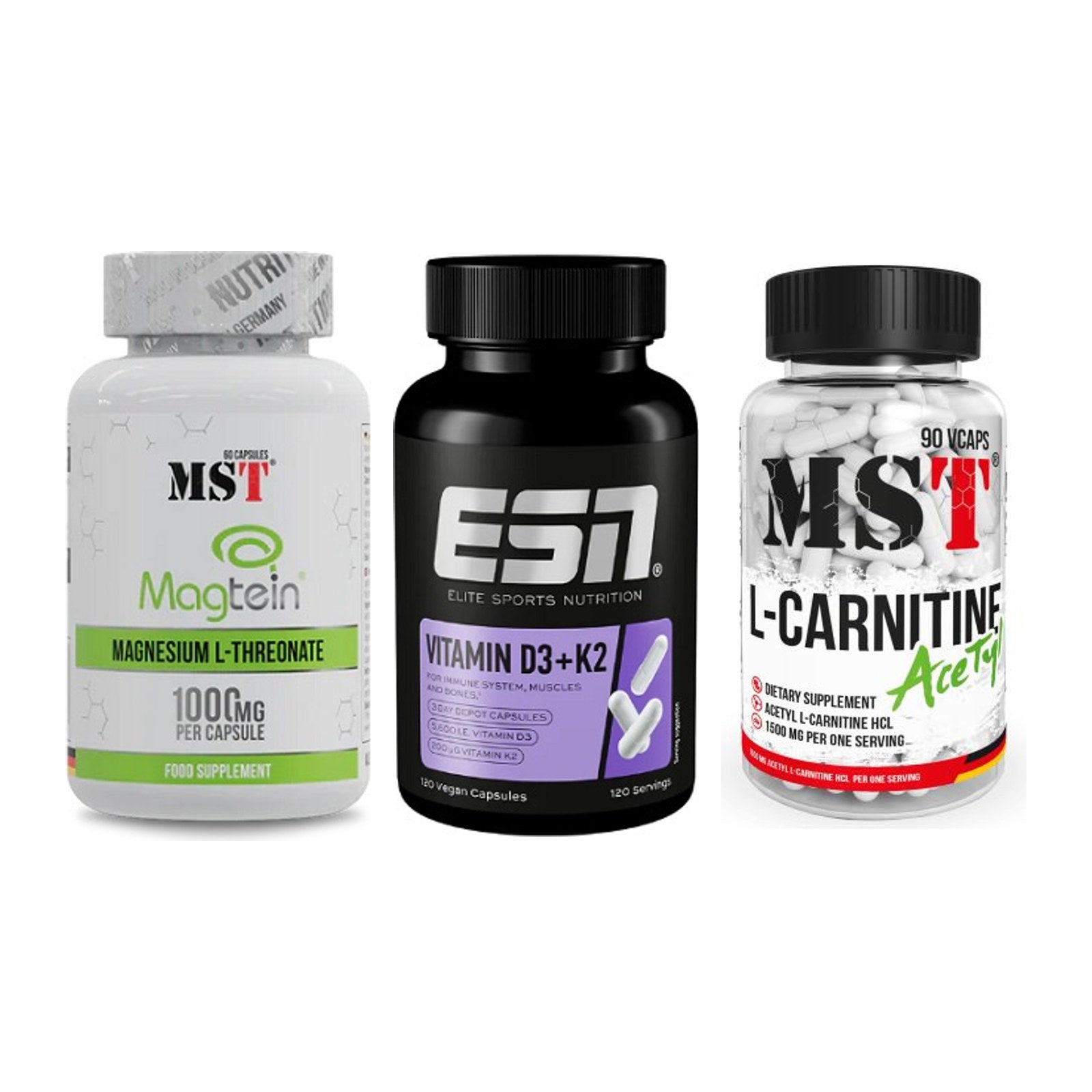 Ausdauer-Set: MST Magnesium + ESN Vitamin D3 + MST L-Carnitine – alle enthaltenen Artikel