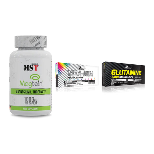 Ausdauer-Set: MST Magnesium + Olimp Vita-Min + Olimp L-Glutamin – alle enthaltenen Artikel