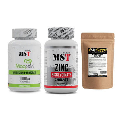 Ausdauer-Set: MST Magnesium + MST Zinc Chelate + MySupps Glutamin – alle enthaltenen Artikel