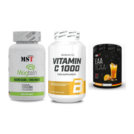 Ausdauer-Set: MST Magnesium + BioTech Vitamin + MST EAA & BCAA – alle enthaltenen Artikel