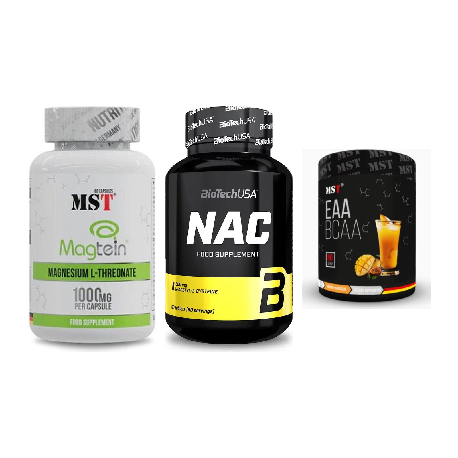 Ausdauer-Set: MST Magnesium + BioTech NAC + MST EAA & BCAA – alle enthaltenen Artikel
