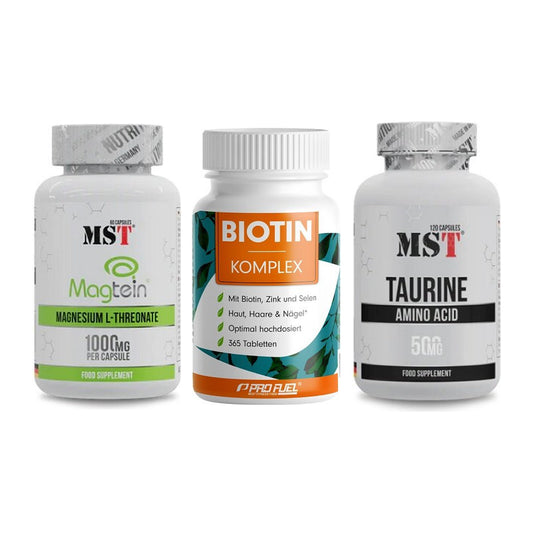 Ausdauer-Set: MST Magnesium + ProFuel BIOTIN + MST Taurine – alle enthaltenen Artikel