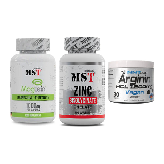Ausdauer-Set: MST Magnesium + MST Zinc Chelate + NNT Arginin HCL – alle enthaltenen Artikel
