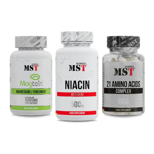Ausdauer-Set: MST Magnesium + MST Niacin + MST 21 Amino – alle enthaltenen Artikel