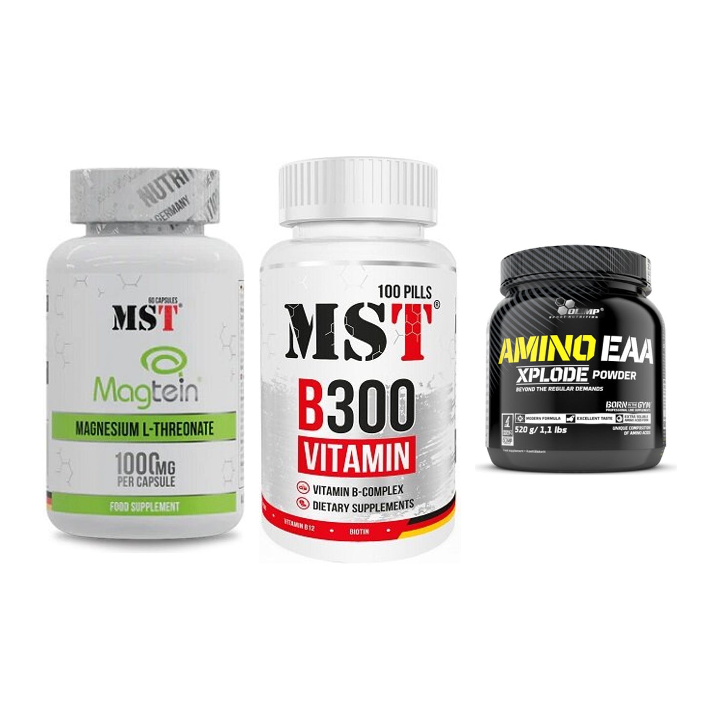 Ausdauer-Set: MST Magnesium + MST B300 B-Compl + Olimp Amino EAA – alle enthaltenen Artikel