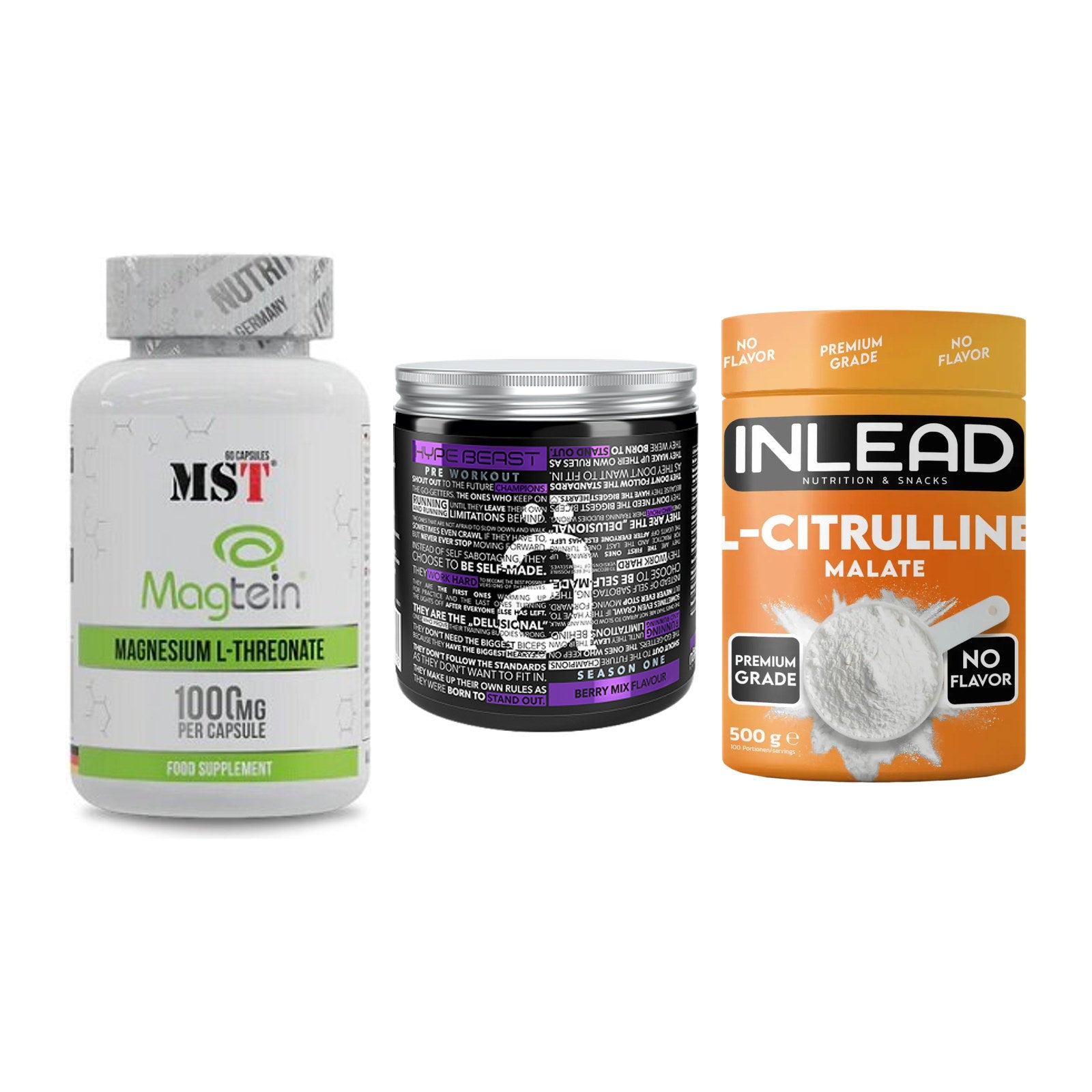 Ausdauer-Set: MST Magnesium + Nanosupps Hype + INLEAD L-Citrull – alle enthaltenen Artikel