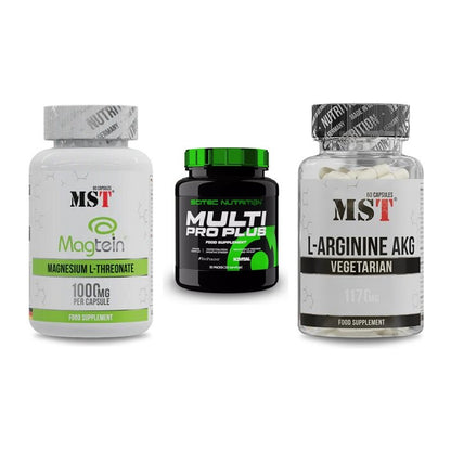 Ausdauer-Set: MST Magnesium + Scitec Multi Pro + MST Arginin AAKG – alle enthaltenen Artikel