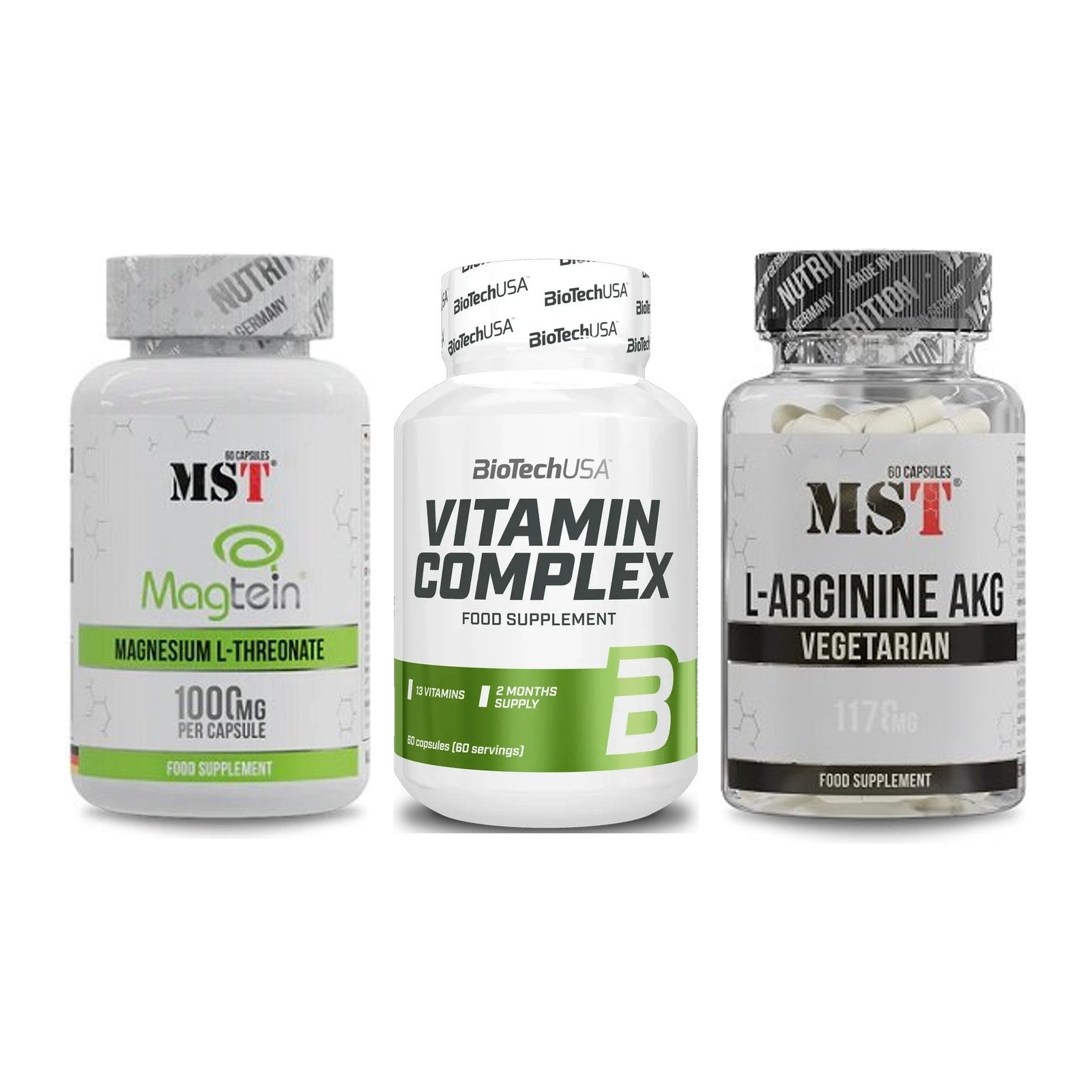 Ausdauer-Set: MST Magnesium + BioTech Vitamin + MST Arginin AAKG – alle enthaltenen Artikel