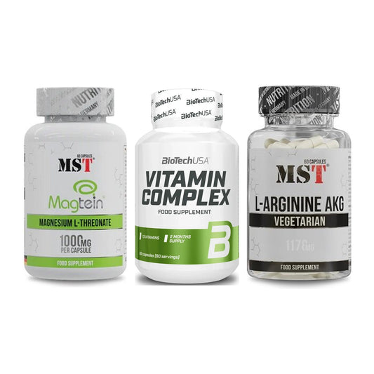 Ausdauer-Set: MST Magnesium + BioTech Vitamin + MST Arginin AAKG – alle enthaltenen Artikel