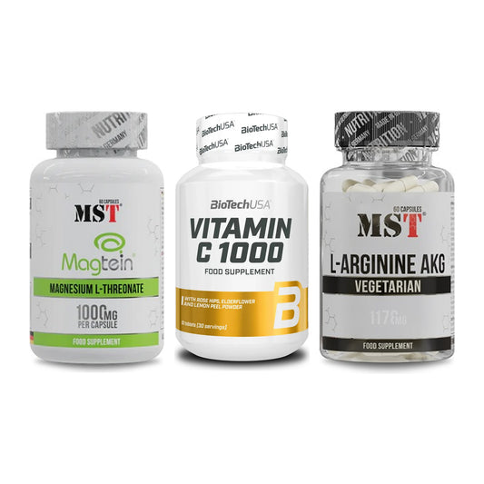 Ausdauer-Set: MST Magnesium + BioTech Vitamin + MST Arginin AAKG – alle enthaltenen Artikel