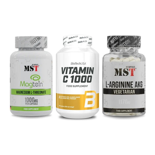 Ausdauer-Set: MST Magnesium + BioTech Vitamin + MST Arginin AAKG – alle enthaltenen Artikel