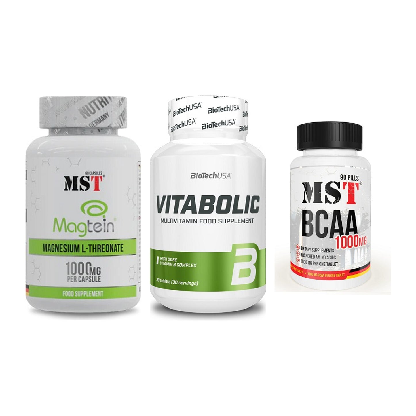 Ausdauer-Set: MST Magnesium + BioTech Vitaboli + MST BCAA 1000 – alle enthaltenen Artikel