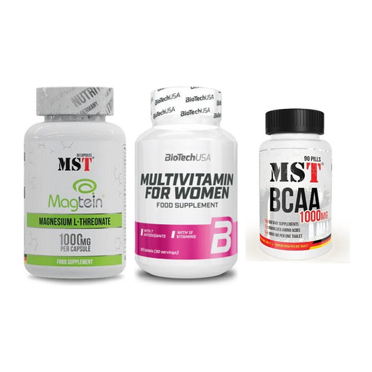 Ausdauer-Set: MST Magnesium + BioTech Multivit + MST BCAA 1000 – alle enthaltenen Artikel