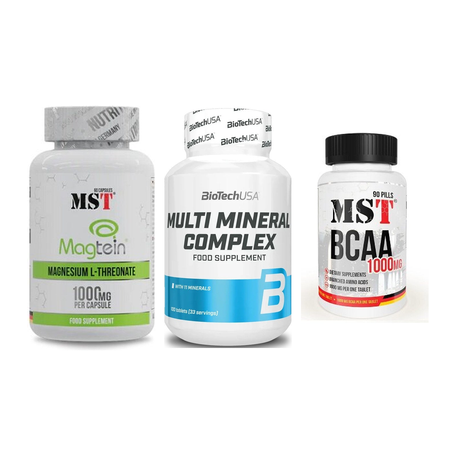 Ausdauer-Set: MST Magnesium + BioTech Multi + MST BCAA 1000 – alle enthaltenen Artikel