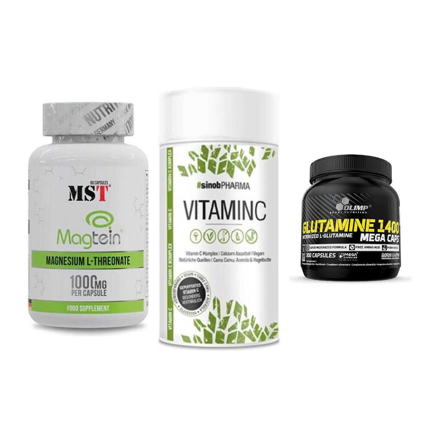 Ausdauer-Set: MST Magnesium + Sinob Vitamin C + Olimp L-Glutamin – alle enthaltenen Artikel