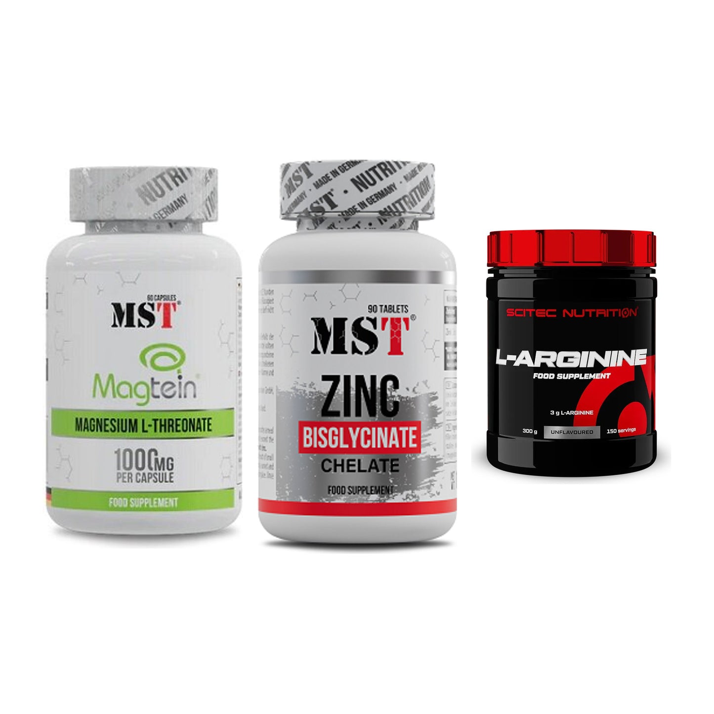 Ausdauer-Set: MST Magnesium + MST Zinc Chelate + Scitec Arginin – alle enthaltenen Artikel