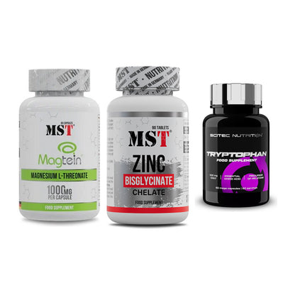 Ausdauer-Set: MST Magnesium + MST Zinc Chelate + Scitec Tryptopha – alle enthaltenen Artikel