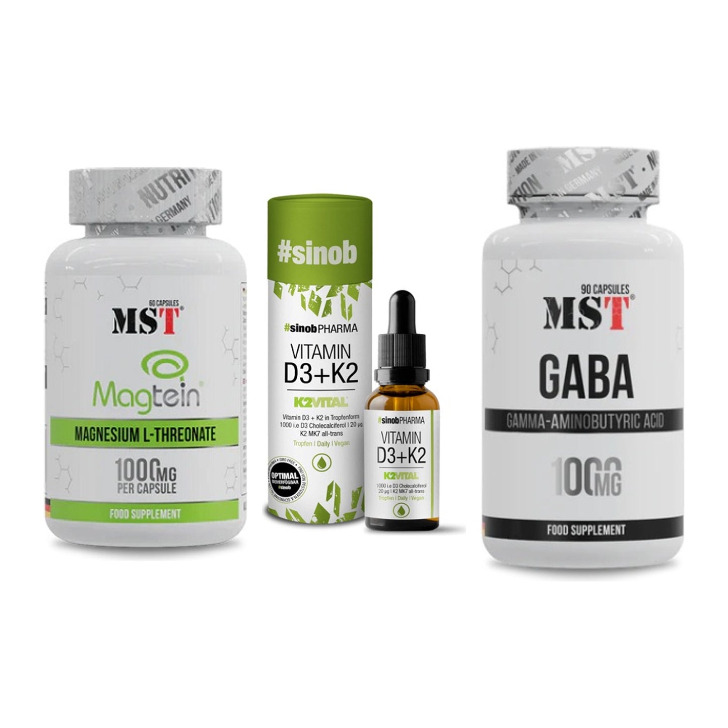 Ausdauer-Set: MST Magnesium + Sinob Vitamin D3 + MST GABA 1000mg – alle enthaltenen Artikel