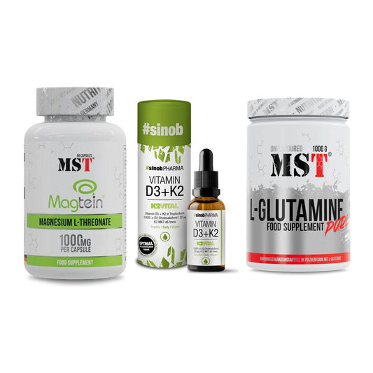Ausdauer-Set: MST Magnesium + Sinob Vitamin D3 + MST Glutamine – alle enthaltenen Artikel